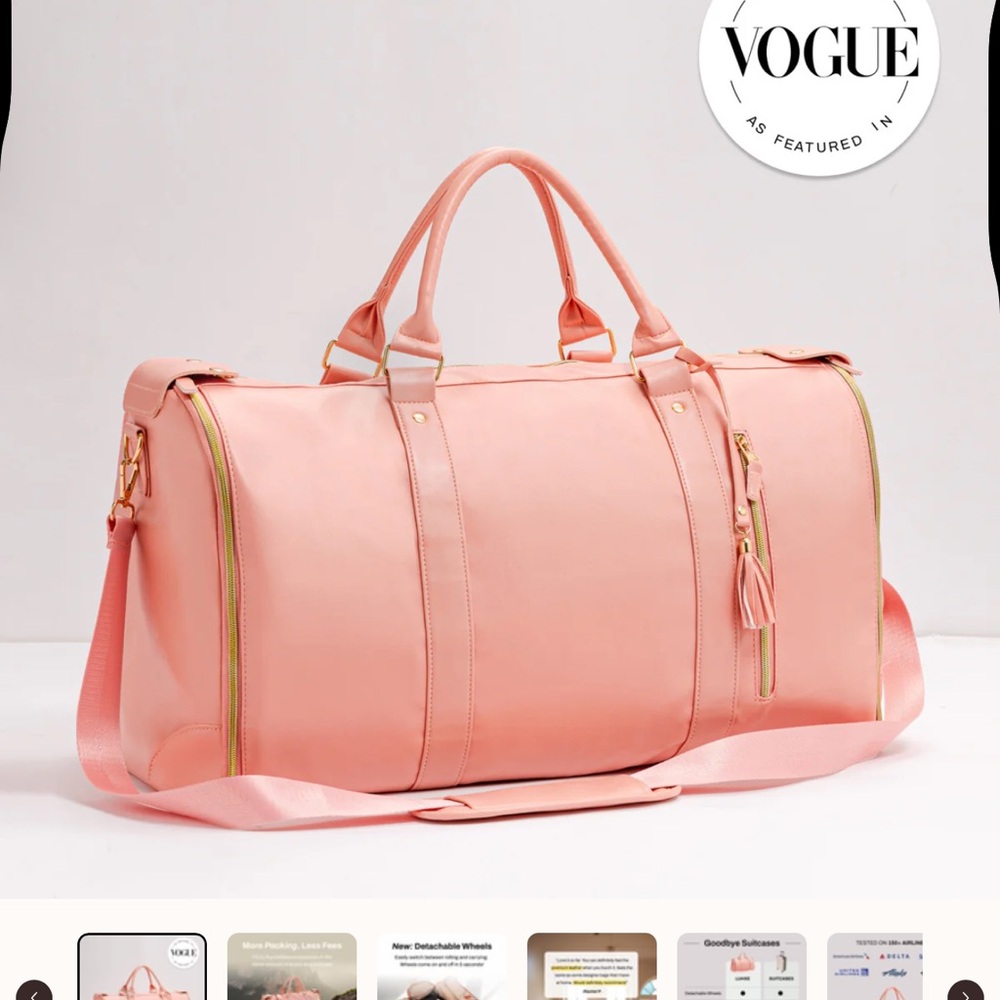 Vogue Pink Travel Duffel Bag with Shoulder Strap